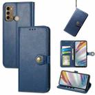 For Motorola G60 Solid Color Leather Buckle Phone Case with Lanyard & Photo Frame & Card Slot & Wallet & Stand Function(Blue) - 1