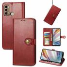 For Motorola G60 Solid Color Leather Buckle Phone Case with Lanyard & Photo Frame & Card Slot & Wallet & Stand Function(Red) - 1