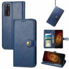 For ZTE Axon 20 5G Solid Color Leather Buckle Phone Case with Lanyard & Photo Frame & Card Slot & Wallet & Stand Function(Blue) - 1