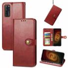 For ZTE Axon 20 5G Solid Color Leather Buckle Phone Case with Lanyard & Photo Frame & Card Slot & Wallet & Stand Function(Red) - 1