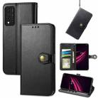 For T-Mobile REVVL V+ 5G Solid Color Leather Buckle Phone Case with Lanyard & Photo Frame & Card Slot & Wallet & Stand Function(Black) - 1