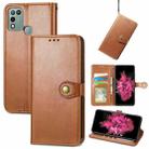 For Infinix Hot 10 Play Solid Color Leather Buckle Phone Case (Brown) - 1