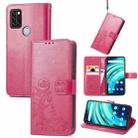 For UMIDIGI A9 Pro Four-leaf Clasp Embossed Buckle Mobile Phone Protection Leather Case with Lanyard & Card Slot & Wallet & Bracket Function(Magenta) - 1