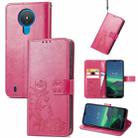 For Nokia 1.4 Four-leaf Clasp Embossed Buckle Mobile Phone Protection Leather Case with Lanyard & Card Slot & Wallet & Bracket Function(Magenta) - 1