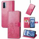 For OPPO Realme V15 5G Four-leaf Clasp Embossed Buckle Mobile Phone Protection Leather Case with Lanyard & Card Slot & Wallet & Bracket Function(Magenta) - 1