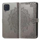 For Samsung Galaxy M32 Mandala Flower Embossed Horizontal Flip Leather Case with Holder & Three Card Slots & Wallet & Lanyard(Grey) - 2