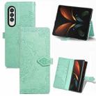 For Samsung Galaxy Z Fold3 Mandala Flower Embossed Horizontal Flip Leather Case with Holder & Three Card Slots & Wallet & Lanyard(Green) - 1