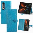 For Samsung Galaxy Z Fold3 Mandala Flower Embossed Horizontal Flip Leather Case with Holder & Three Card Slots & Wallet & Lanyard(Blue) - 1