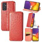 For Galaxy A82 5G/Quantum 2 Blooming Mandala Embossed Pattern Magnetic Horizontal Flip Leather Case with Holder & Card Slots & Wallet(Red) - 1