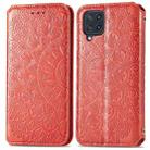 For Galaxy A22 4G Blooming Mandala Embossed Pattern Magnetic Horizontal Flip Leather Case with Holder & Card Slots & Wallet(Red) - 2