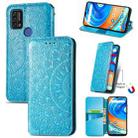 For UMIDIGI A9 Blooming Mandala Embossed Pattern Magnetic Horizontal Flip Leather Case with Holder & Card Slots & Wallet(Blue) - 1
