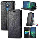 For Nokia 1.4 Blooming Mandala Embossed Pattern Magnetic Horizontal Flip Leather Case with Holder & Card Slots & Wallet(Black) - 1