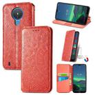 For Nokia 1.4 Blooming Mandala Embossed Pattern Magnetic Horizontal Flip Leather Case with Holder & Card Slots & Wallet(Red) - 1