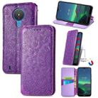 For Nokia 1.4 Blooming Mandala Embossed Pattern Magnetic Horizontal Flip Leather Case with Holder & Card Slots & Wallet(Purple) - 1