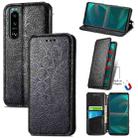 For Sony Xperia 5 III Blooming Mandala Embossed Pattern Magnetic Horizontal Flip Leather Case with Holder & Card Slots & Wallet(Black) - 1