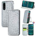 For Sony Xperia 5 III Blooming Mandala Embossed Pattern Magnetic Horizontal Flip Leather Case with Holder & Card Slots & Wallet(Gray) - 1