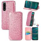 For Sony Xperia 5 III Blooming Mandala Embossed Pattern Magnetic Horizontal Flip Leather Case with Holder & Card Slots & Wallet(Pink) - 1