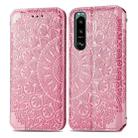 For Sony Xperia 5 III Blooming Mandala Embossed Pattern Magnetic Horizontal Flip Leather Case with Holder & Card Slots & Wallet(Pink) - 2
