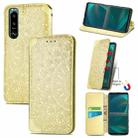 For Sony Xperia 5 III Blooming Mandala Embossed Pattern Magnetic Horizontal Flip Leather Case with Holder & Card Slots & Wallet(Yellow) - 1