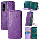 For Sony Xperia 5 III Blooming Mandala Embossed Pattern Magnetic Horizontal Flip Leather Case with Holder & Card Slots & Wallet(Purple) - 1