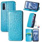 For OPPO Realme V15 5G Blooming Mandala Embossed Pattern Magnetic Horizontal Flip Leather Case with Holder & Card Slots & Wallet(Blue) - 1