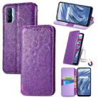 For OPPO Realme V15 5G Blooming Mandala Embossed Pattern Magnetic Horizontal Flip Leather Case with Holder & Card Slots & Wallet(Purple) - 1