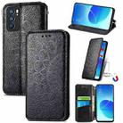 For OPPO Reno6 5G Blooming Mandala Embossed Pattern Magnetic Horizontal Flip Leather Case with Holder & Card Slots & Wallet(Black) - 1