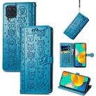 For Gaxlay M32 Cute Cat and Dog Embossed Horizontal Flip Leather Case with Holder & Card Slots & Wallet & Lanyard(Blue) - 1