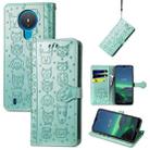 For Nokia 1.4 Cute Cat and Dog Embossed Horizontal Flip Leather Case with Holder & Card Slots & Wallet & Lanyard(Green) - 1