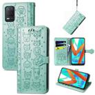 For OPPO Realme V15 5G Cute Cat and Dog Embossed Horizontal Flip Leather Case with Holder & Card Slots & Wallet & Lanyard(Green) - 1