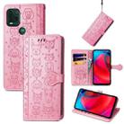 For Motorola MOTO G Stylus 5G Cute Cat and Dog Embossed Horizontal Flip Leather Case with Holder & Card Slots & Wallet & Lanyard(Pink) - 1