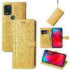 For Motorola MOTO G Stylus 5G Cute Cat and Dog Embossed Horizontal Flip Leather Case with Holder & Card Slots & Wallet & Lanyard(Yellow) - 1