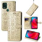 For Motorola MOTO G Stylus 5G Cute Cat and Dog Embossed Horizontal Flip Leather Case with Holder & Card Slots & Wallet & Lanyard(Gold) - 1