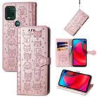 For Motorola MOTO G Stylus 5G Cute Cat and Dog Embossed Horizontal Flip Leather Case with Holder & Card Slots & Wallet & Lanyard(Rose Gold) - 1