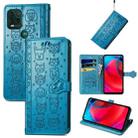 For Motorola MOTO G Stylus 5G Cute Cat and Dog Embossed Horizontal Flip Leather Case with Holder & Card Slots & Wallet & Lanyard(Blue) - 1