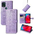 For Motorola MOTO G Stylus 5G Cute Cat and Dog Embossed Horizontal Flip Leather Case with Holder & Card Slots & Wallet & Lanyard(Purple) - 1