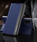 For Samsung Galaxy S20 FE Side Electroplated Magnetic Ultra-Thin Horizontal Flip Leather Case with Holder(Dark Blue) - 1