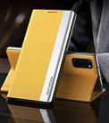 For Samsung Galaxy A32 5G Side Electroplated Magnetic Ultra-Thin Horizontal Flip Leather Case with Holder(Yellow) - 1