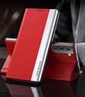 For Samsung Galaxy S21 5G Side Electroplated Magnetic Ultra-Thin Horizontal Flip Leather Case with Holder(Red) - 1