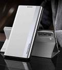 For Samsung Galaxy S21+ 5G Side Electroplated Magnetic Ultra-Thin Horizontal Flip Leather Case with Holder(Silver) - 1