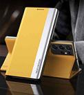For Samsung Galaxy S21 Ultra 5G Side Electroplated Magnetic Ultra-Thin Horizontal Flip Leather Case with Holder(Yellow) - 1