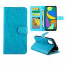 For Samsung Galaxy F52 5G Crazy Horse Texture Leather Horizontal Flip Protective Case with Holder & Card Slots & Wallet & Photo Frame(Baby Blue) - 1