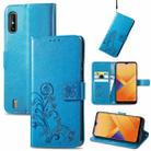 For Wiko Y81 Four-leaf Clasp Embossed Buckle Mobile Phone Protection Leather Case with Lanyard & Card Slot & Wallet & Bracket Function(Blue) - 1