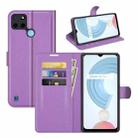 For OPPO Realme C21Y Litchi Texture Horizontal Flip Protective Case with Holder & Card Slots & Wallet(Purple) - 1