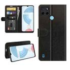 For OPPO Realme C21Y R64 Texture Single Horizontal Flip Protective Case with Holder & Card Slots & Wallet& Photo Frame(Black) - 1