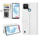 For OPPO Realme C21Y R64 Texture Single Horizontal Flip Protective Case with Holder & Card Slots & Wallet& Photo Frame(White) - 1