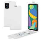 For Samsung Galaxy F52 5G R64 Texture Single Vertical Flip Leather Protective Case with Card Slots & Photo Frame(White) - 1