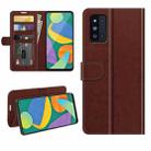 For Samsung Galaxy F52 5G R64 Texture Single Horizontal Flip Protective Case with Holder & Card Slots & Wallet& Photo Frame(Brown) - 1