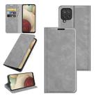 For Samsung Galaxy F12 / M12 Retro-skin Business Magnetic Suction Leather Case with Holder & Card Slots & Wallet(Grey) - 1