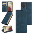 For Samsung Galaxy F12 / M12 Retro-skin Business Magnetic Suction Leather Case with Holder & Card Slots & Wallet(Dark Blue) - 1
